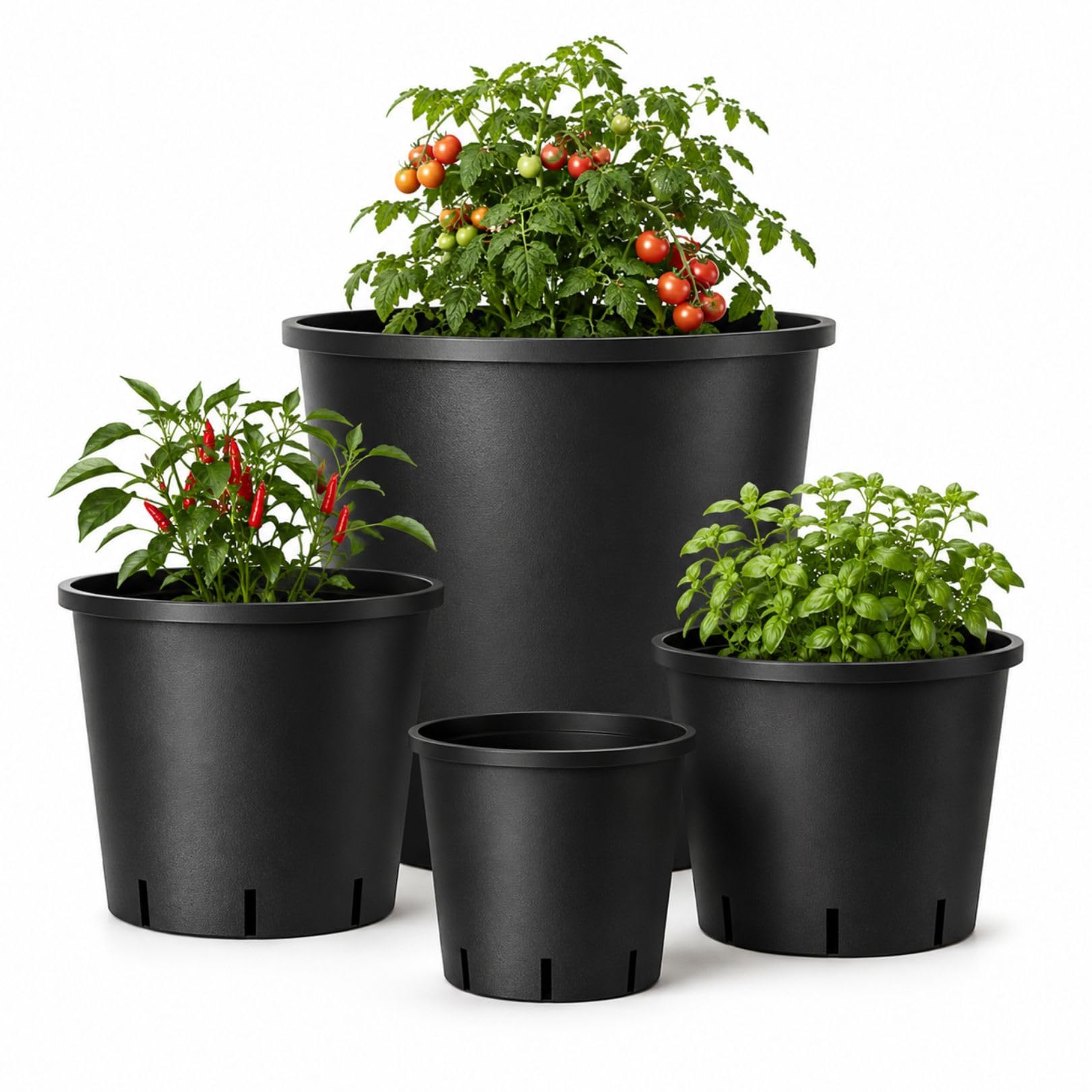 Weedness Round Flowerpot 4 Litre 18 x 18 cm Black for Indoor & Outdoor - Pot Plant Pot Square Planter Growing Pot Flowerpot Balcony Garden Plants