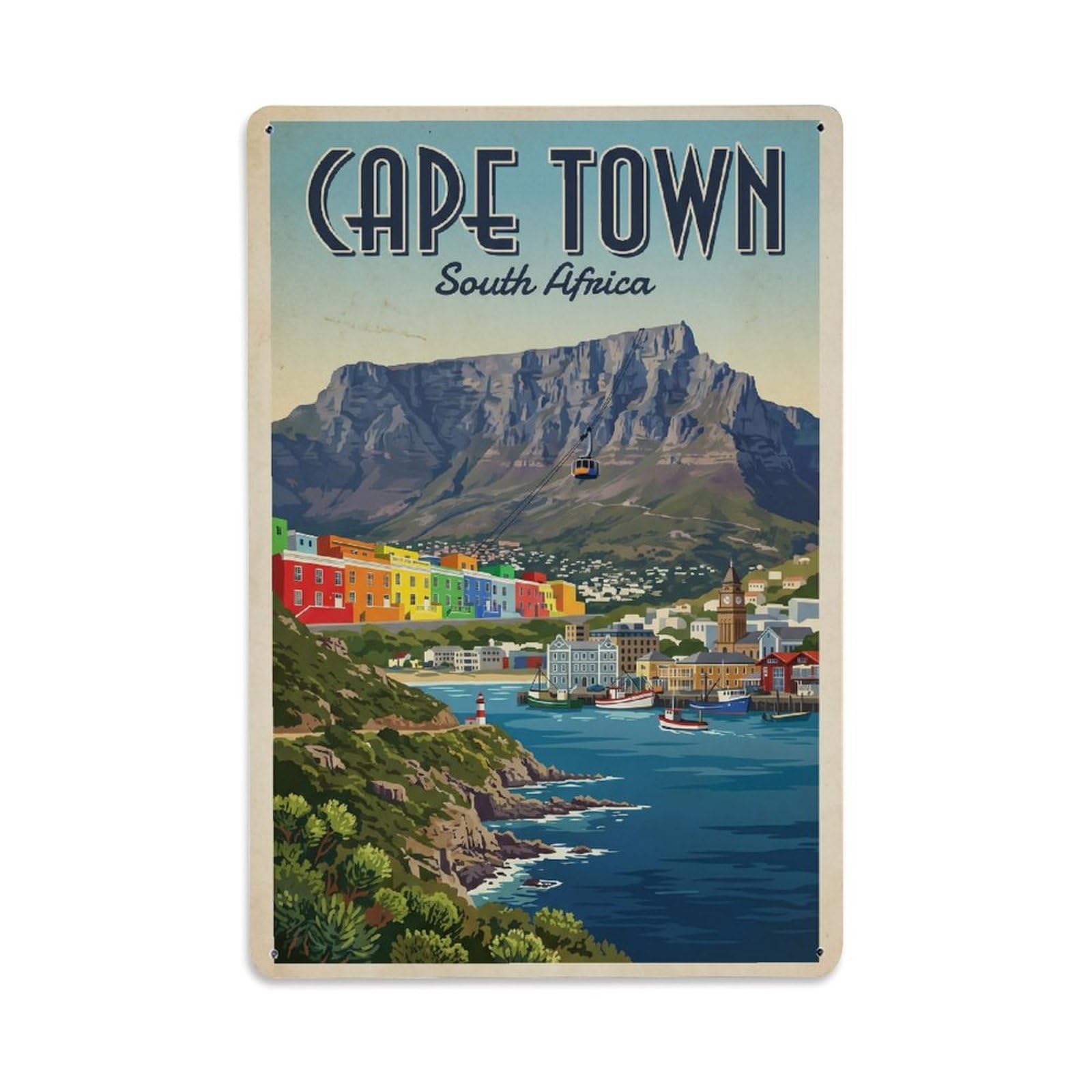 Gead 8X12inch Style Vintage Travel South Africa Cape Town Metal Tin Sign