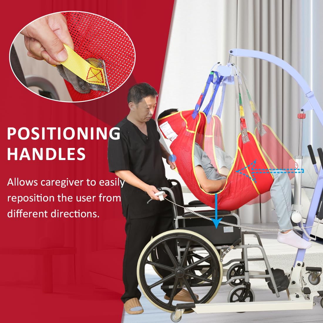 EZ Assistive Eslinga universal de elevación de pacientes de cuerpo completo, correa médica Hoyer Lift para posicionamiento de cama y ayuda de baño, cabestrillo de transferencia para ancianos,