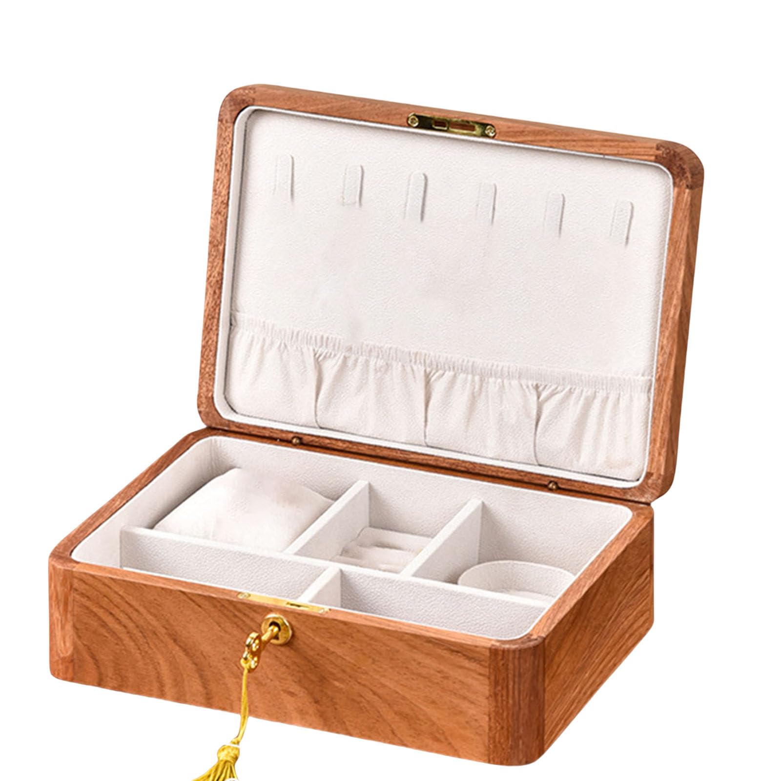 Elnwnnkc Multifunctional Jewelry Organizers Wood Jewelry Box with Double Layer Storage Holder for Necklaces Bracelets Wood Box