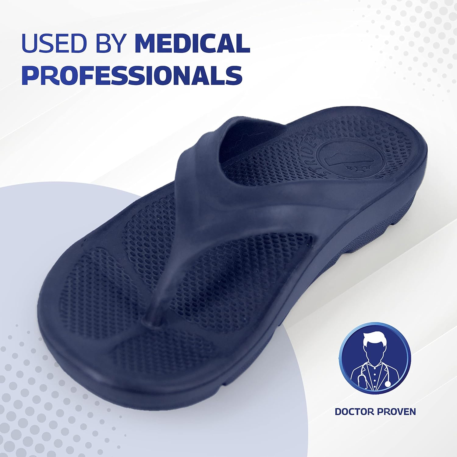 Pure Stride Therapeutic Flip Flops, Orthotic Thong Sandals for Plantar Fasciitis, Metatarsal and Heel Spurs, Feet Pain Relief and Arch Support - Navy, Men’s Size 10/Women’s Size 11 - Image 4