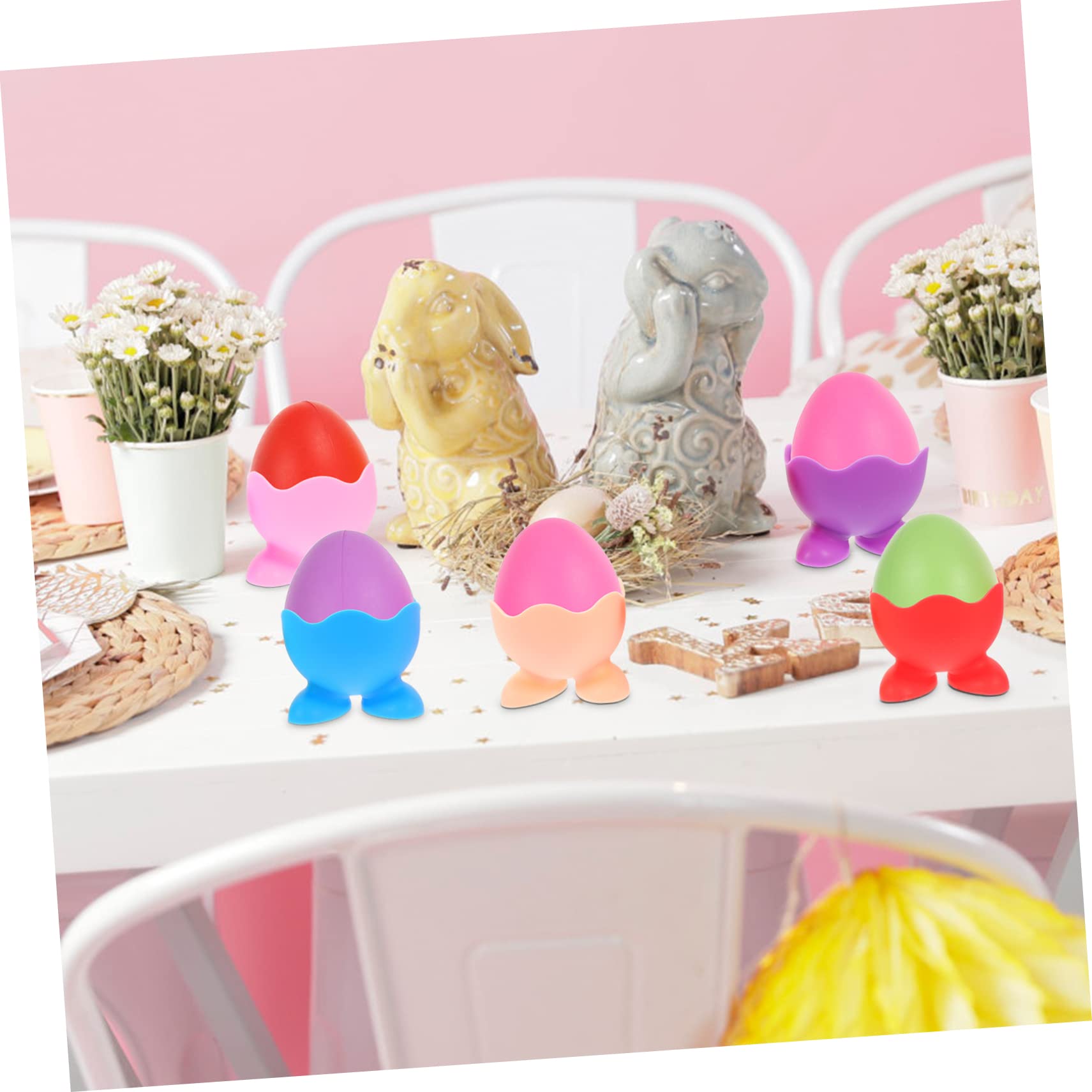 Cabilock 2sets Silicone Egg Tray Cups Egg Topper For Boiled Eggs Cartoon Holders Topper for Soft Boiled Modern Handheld Boiled Poached Stands Holders Kitchen Small Boiling 12pcs*2