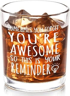 Futtumy Appreciation Gifts for Men, Sometimes You Forget You're Awesome Whiskey Glass, Thank You Gifts Inspirational Encouragement Gift for Men Coworker Friend Employee, 10 oz Rock Whiskey Glass