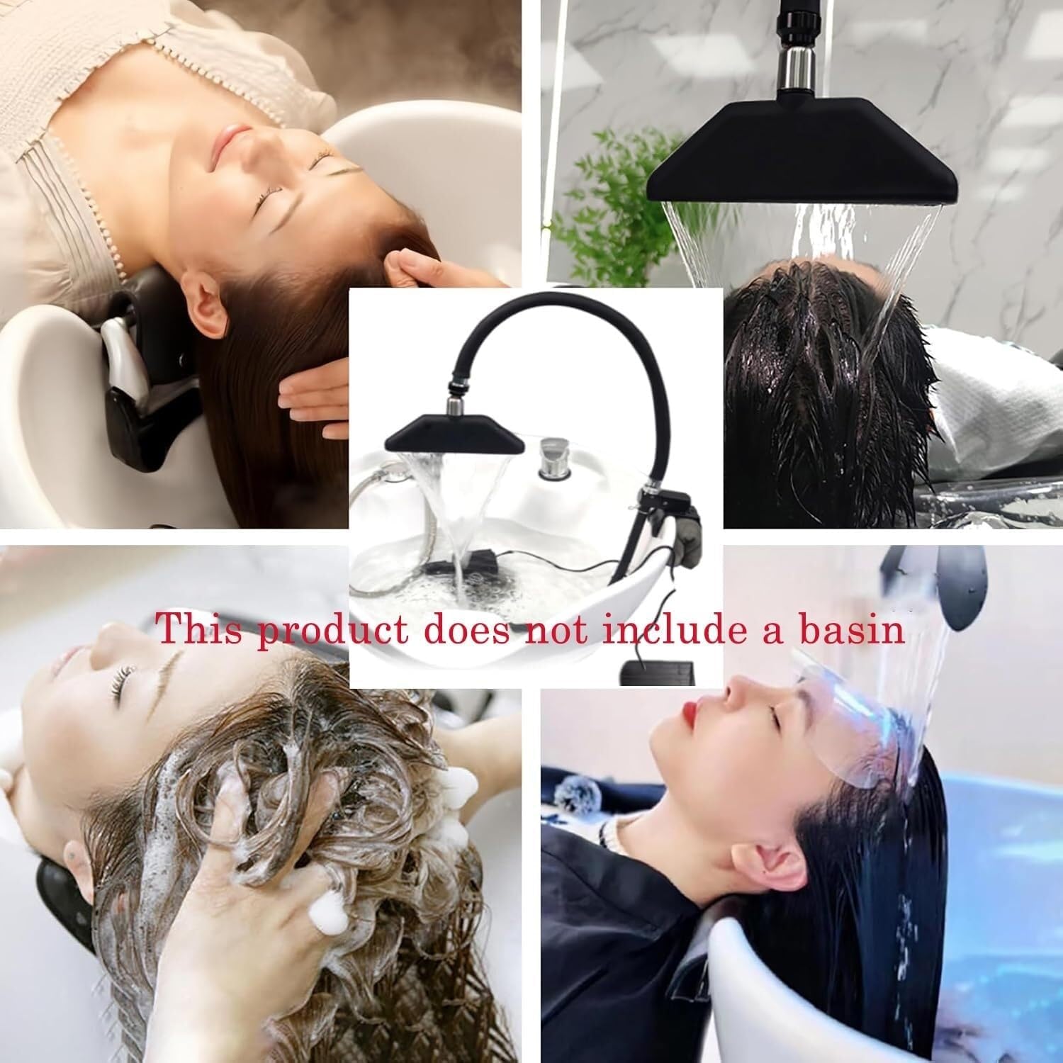 Head Spa Spout with Pump, Spa Basin Faucet Water Circulation Frame, 360° Adjustable Waterfall Shower Head, Shampooing Bed Accessories for Hair Salon