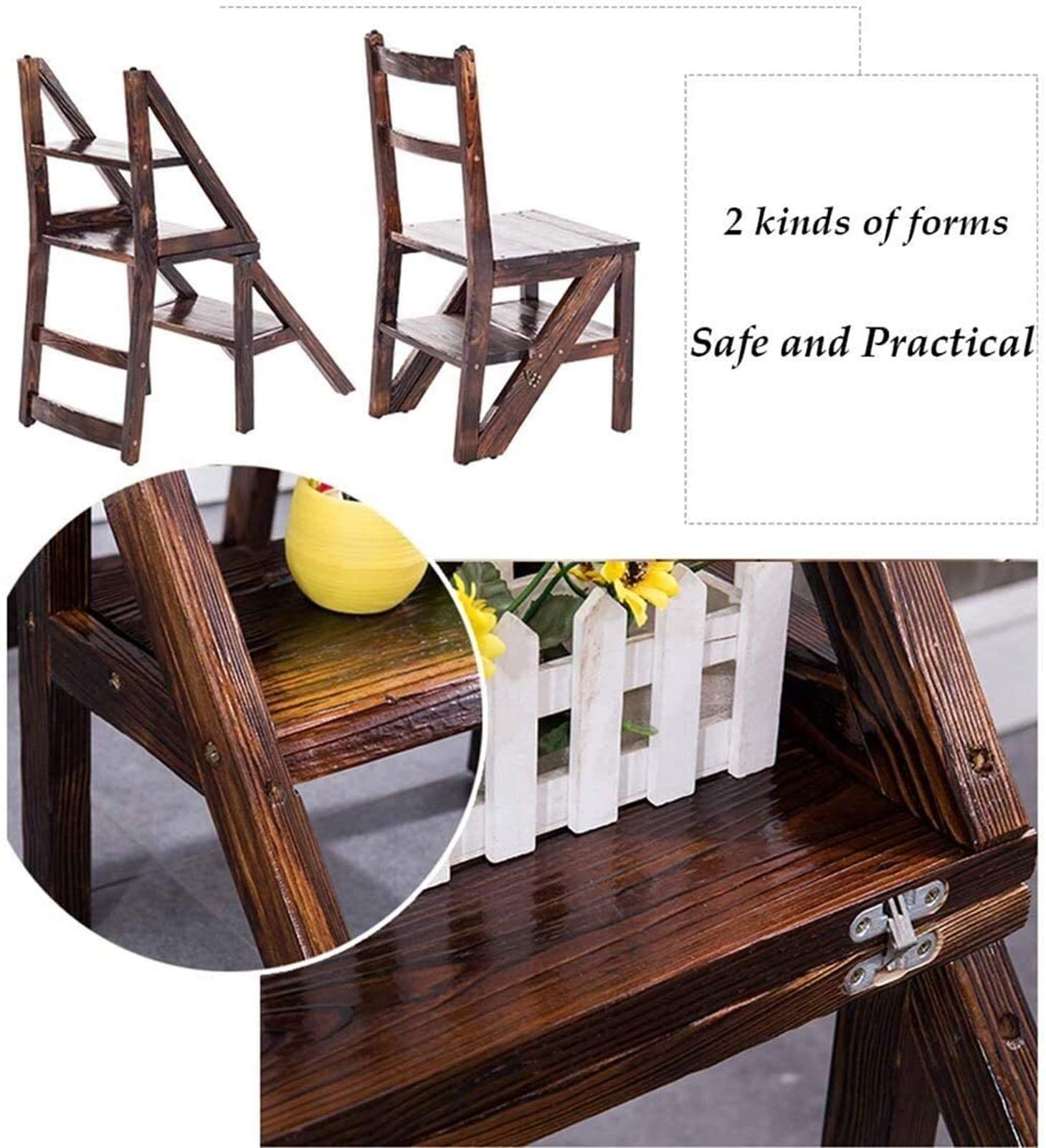 Taburete de Paso portátil Taburete de Paso de Madera Taburete de Paso de Cocina Plegable de 3 peldaños Taburete de Paso Plegable multifunción-Estantería