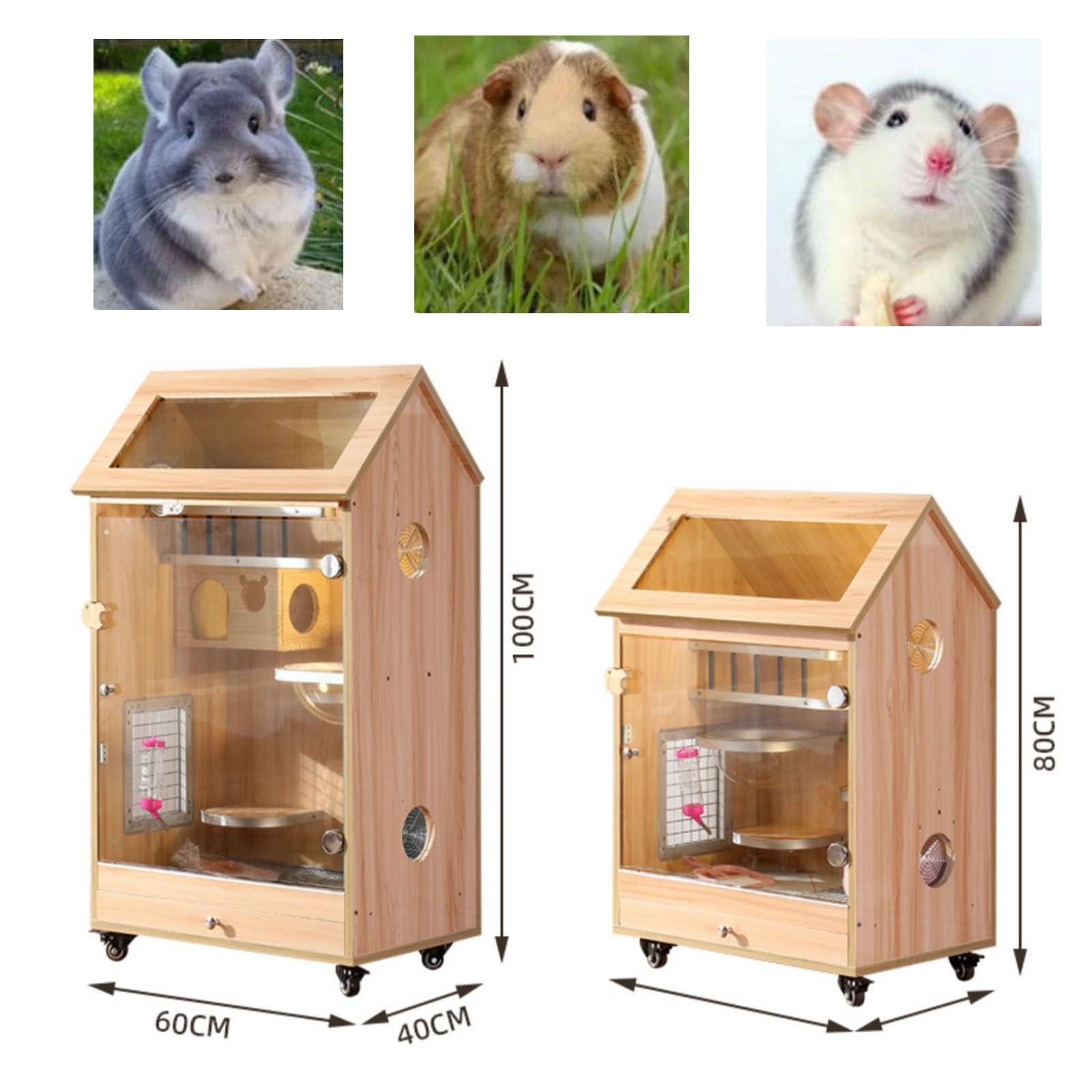 木製ケージ 小動物 飼育 大型80cm デグー チンチラ リス フクロモモンガ