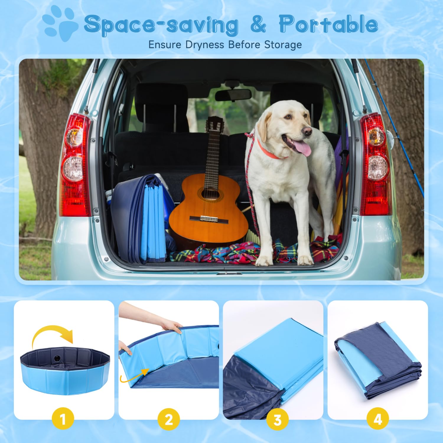 Nobleza Piscine pour Chien, Rigide Bassin, Baignoire Pliable pour Petit et Grande, Chat, 80 * 20cm, S, Bleu