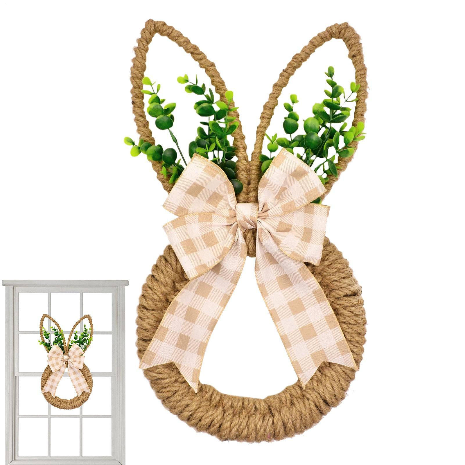 Lapin de Pâques couronne de porte entrée et fenêtre salon décoration maison tendance de printemps