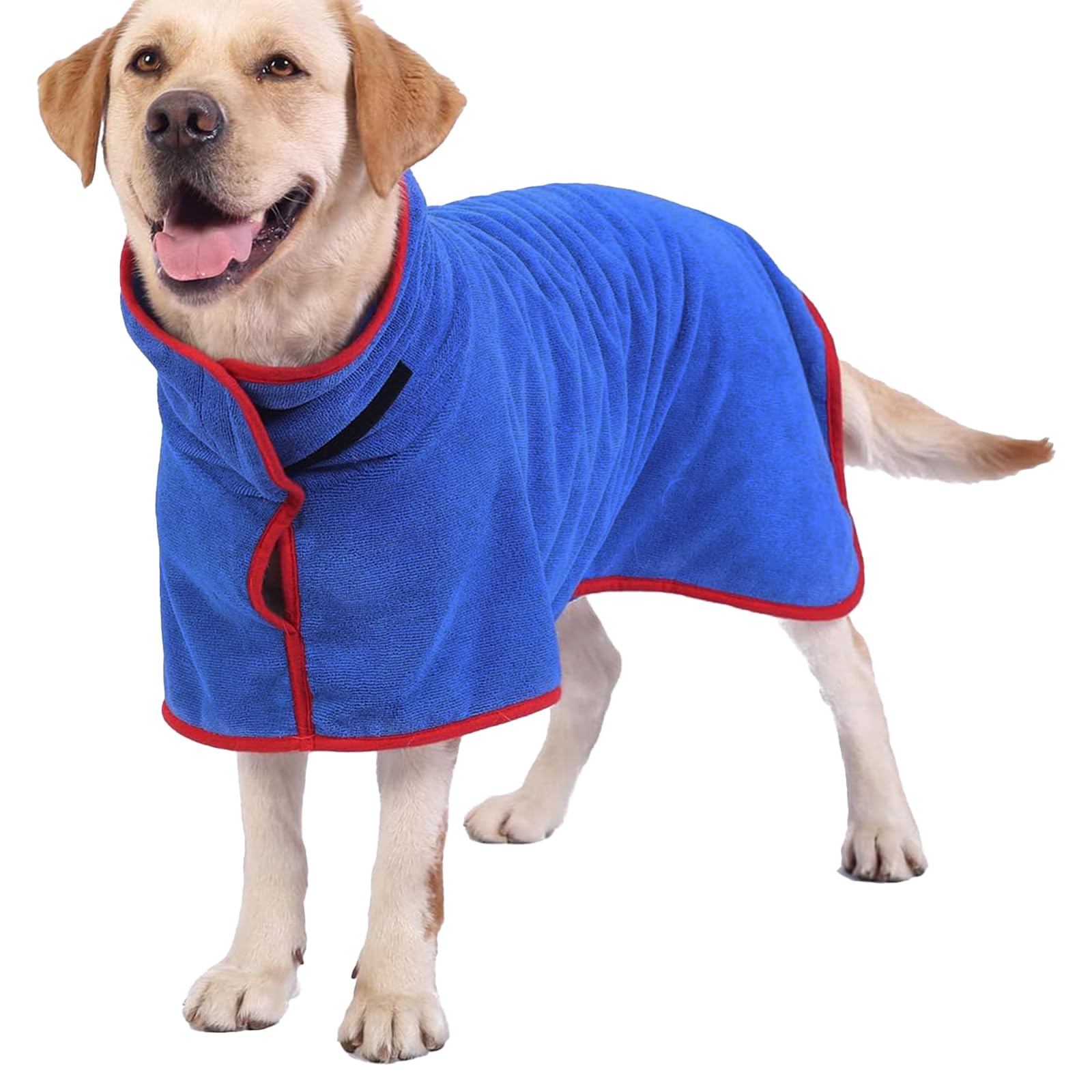 DMSELL Dog Drying Coat XXL, Microfibre Fast Drying Dog Towelling Drying Coat, Ruff and Tumble Dog Drying Coat with Adjustable Collar and Waist (Blue)