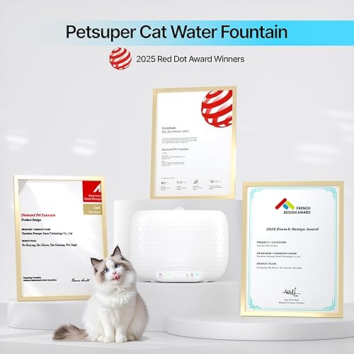 Miniatura 2 de Fuente de agua para gatos, fuente de agua automática para mascotas de 1.8 L62 onzas con dos modos de flujo, dispensador de agua inteligente para
