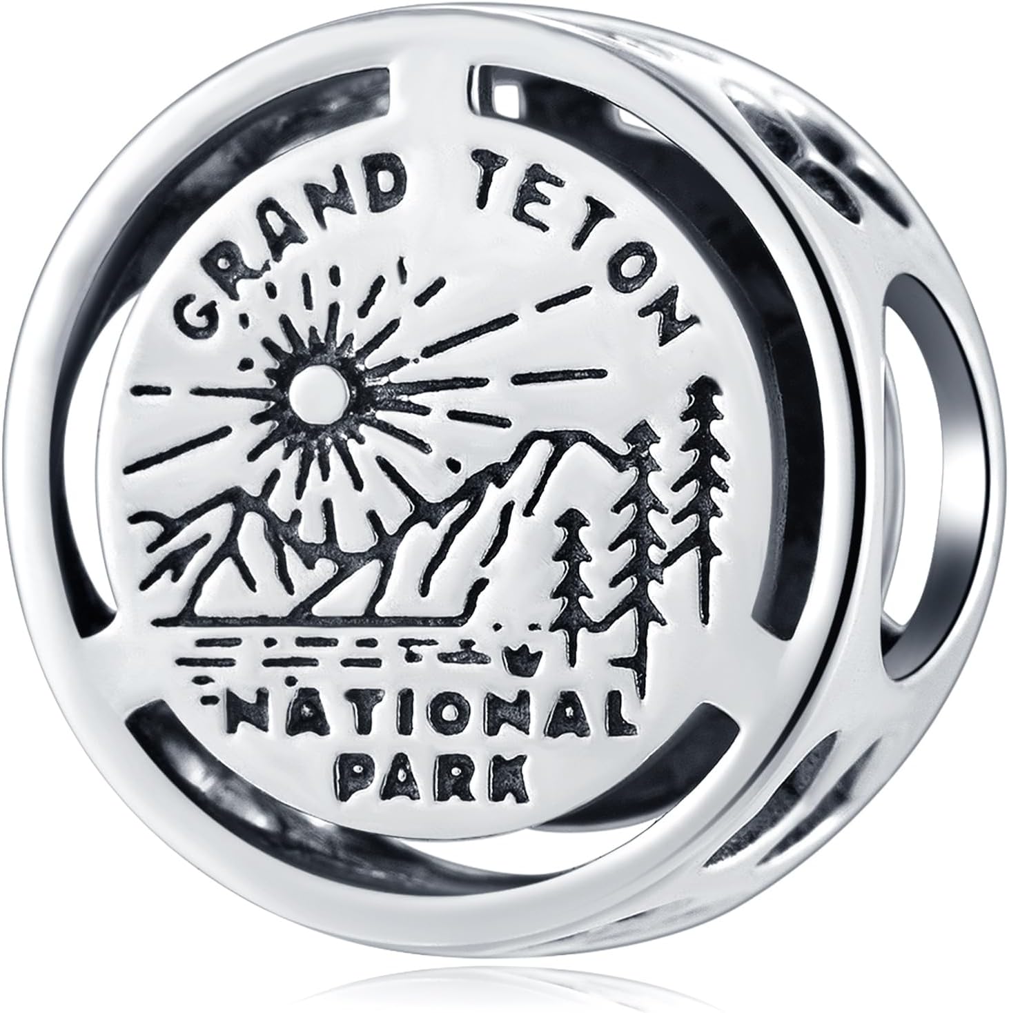Grand Teton National Park in Wyoming Charms, Vintage 925 Sterling Silver Round Beads fits Pandora Travel Bracelet, Gifts for American Souvenir/Mothers Day/Christmas