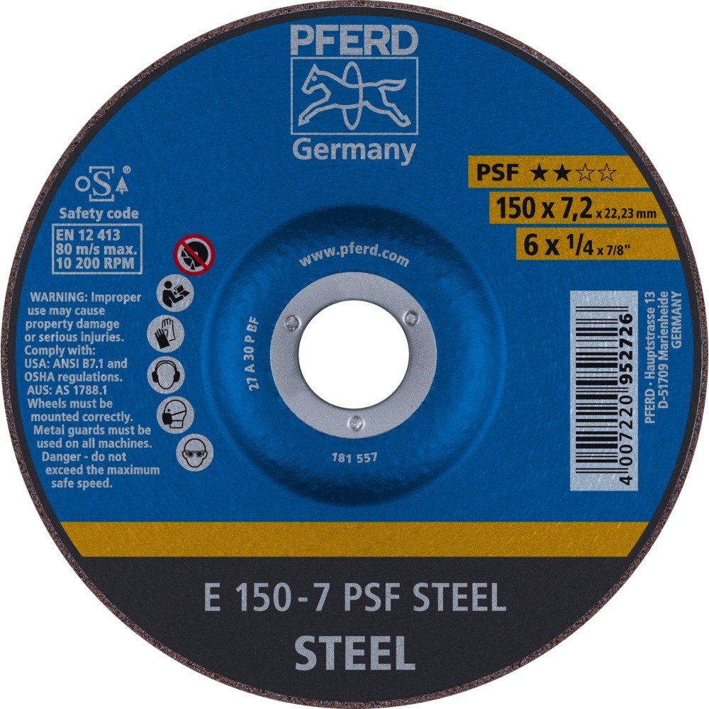 Disque d'ébauche E 150-7 A 30 P Psf Pferd à haute endurance abrasive