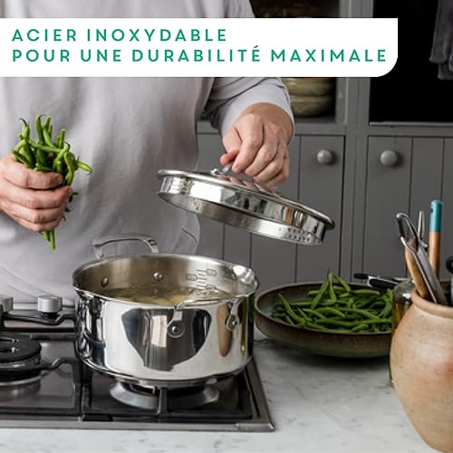 Miniatura 7 de T-Fal Jamie Oliver Cooks Direct - Sartén antiadherente de acero inoxidable, juego de 3 piezas (202411.0 in) (8911 pulgadas) con inducción