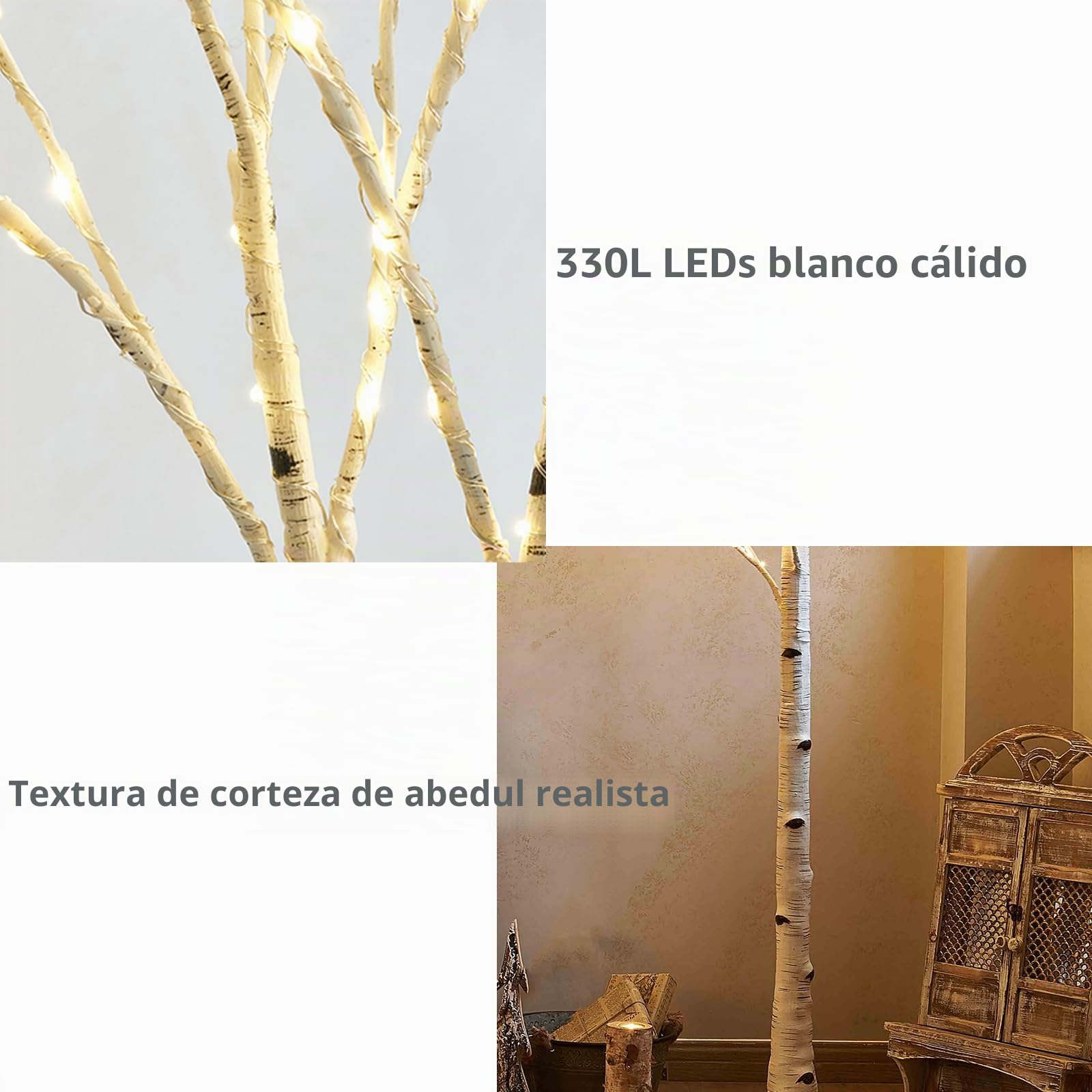 Hairui Árbol luminoso de abedul – 330 LED – 180 cm – Árbol de Navidad artificial con iluminación – Para Pascua, boda, decoración festiva, decoración del hogar, fiesta