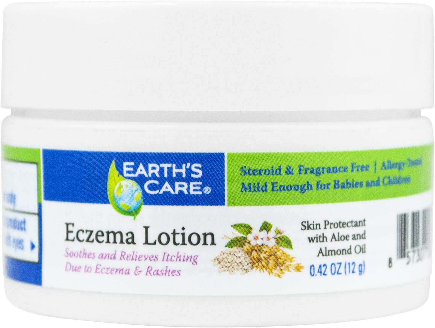 Earth's Care Eczema Lotion, Steroid, Dye & Fragrance Free, Allergy-Tested Trial Size (0.42 OZ)
