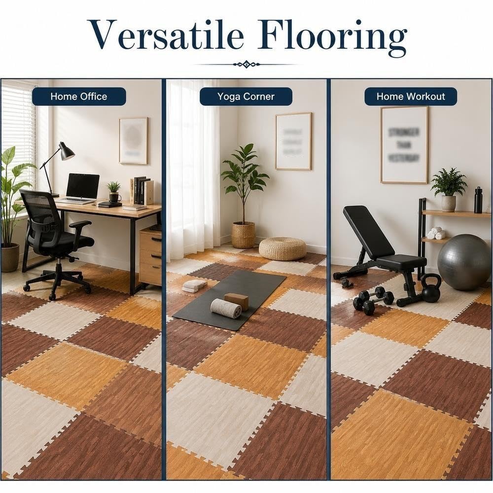 Tapis De Puzzle Emboîtable en Mousse D'aspect Bois De 11,8 Po X 11,8 Po