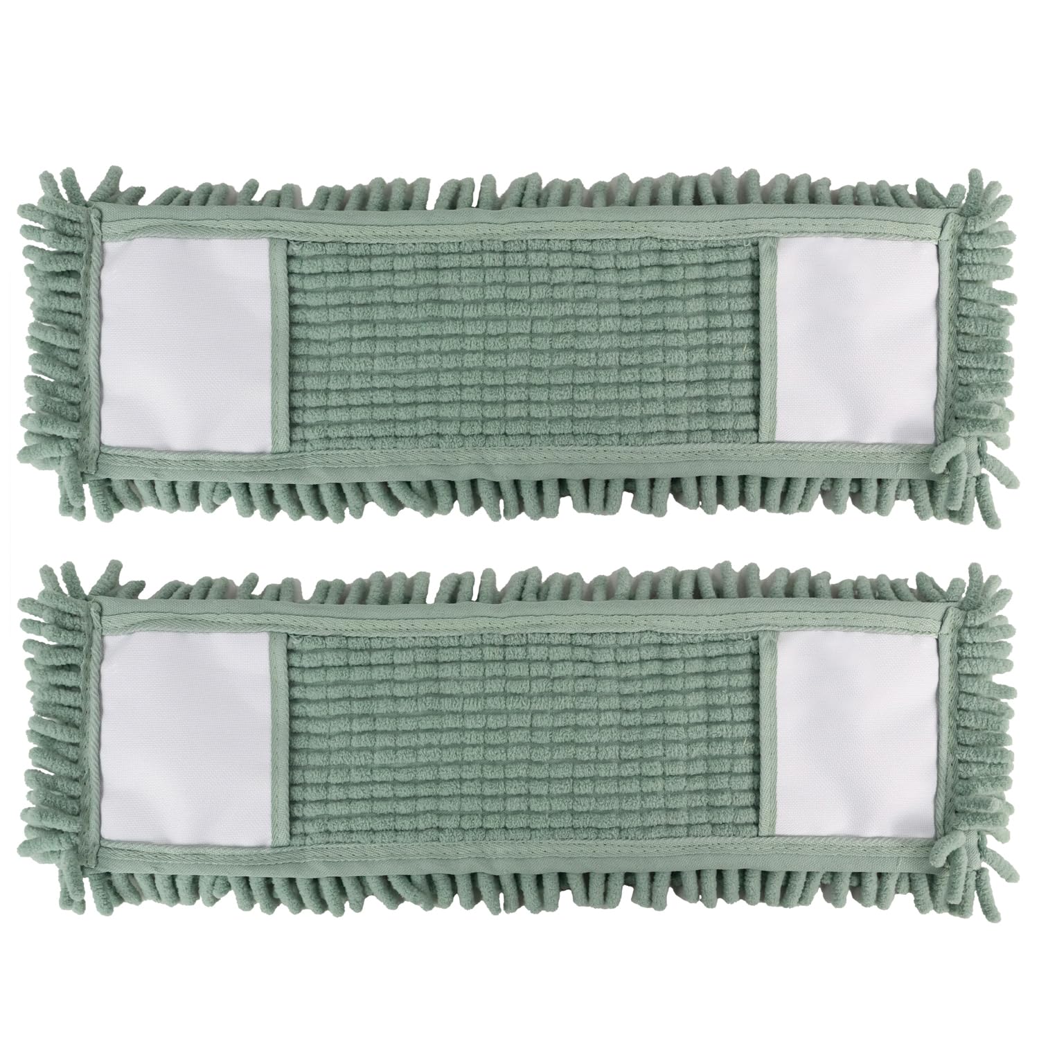 Jvl Green Chenille Mop Replacement Cleaning Pad – Machine Washable Microfibre Refill – (Pack Of 2)