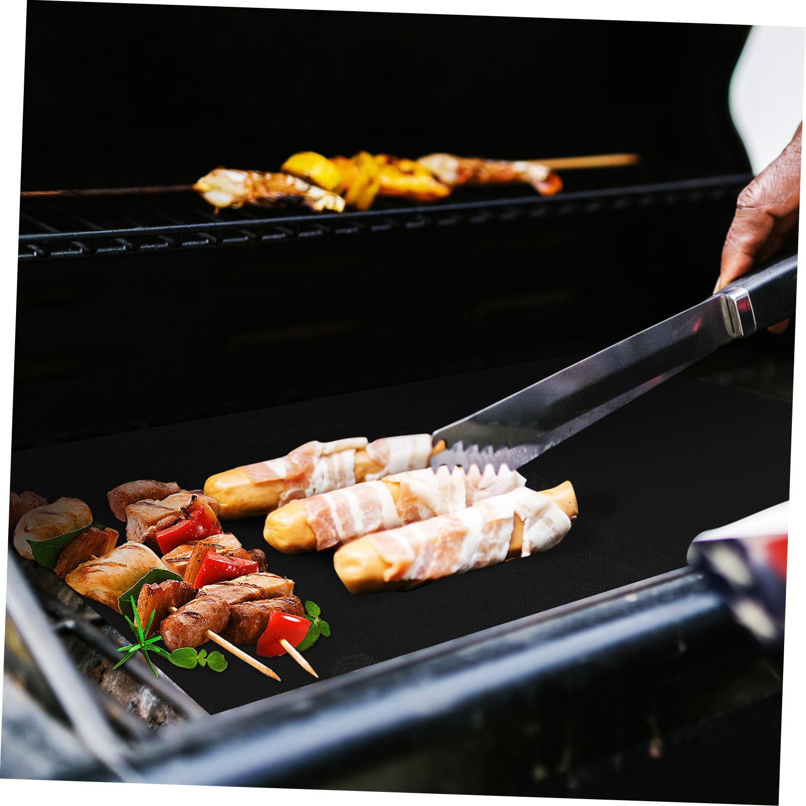 ABOOFAN Tapis de Cuisson Barbecue Réutilisable 9 Pièces, Fibre de Verre Noire, Antiadhésif, Résistant aux Hautes Températures, pour Plancha et Four