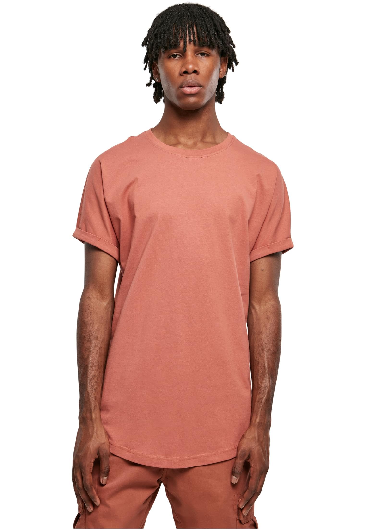 Urban Classics Herren T-Shirt Long Shaped Turnup Tee, lässiges T-Shirt für Männer, in langem Schnitt, erhältlich in vielen Farben, Terracotta, S