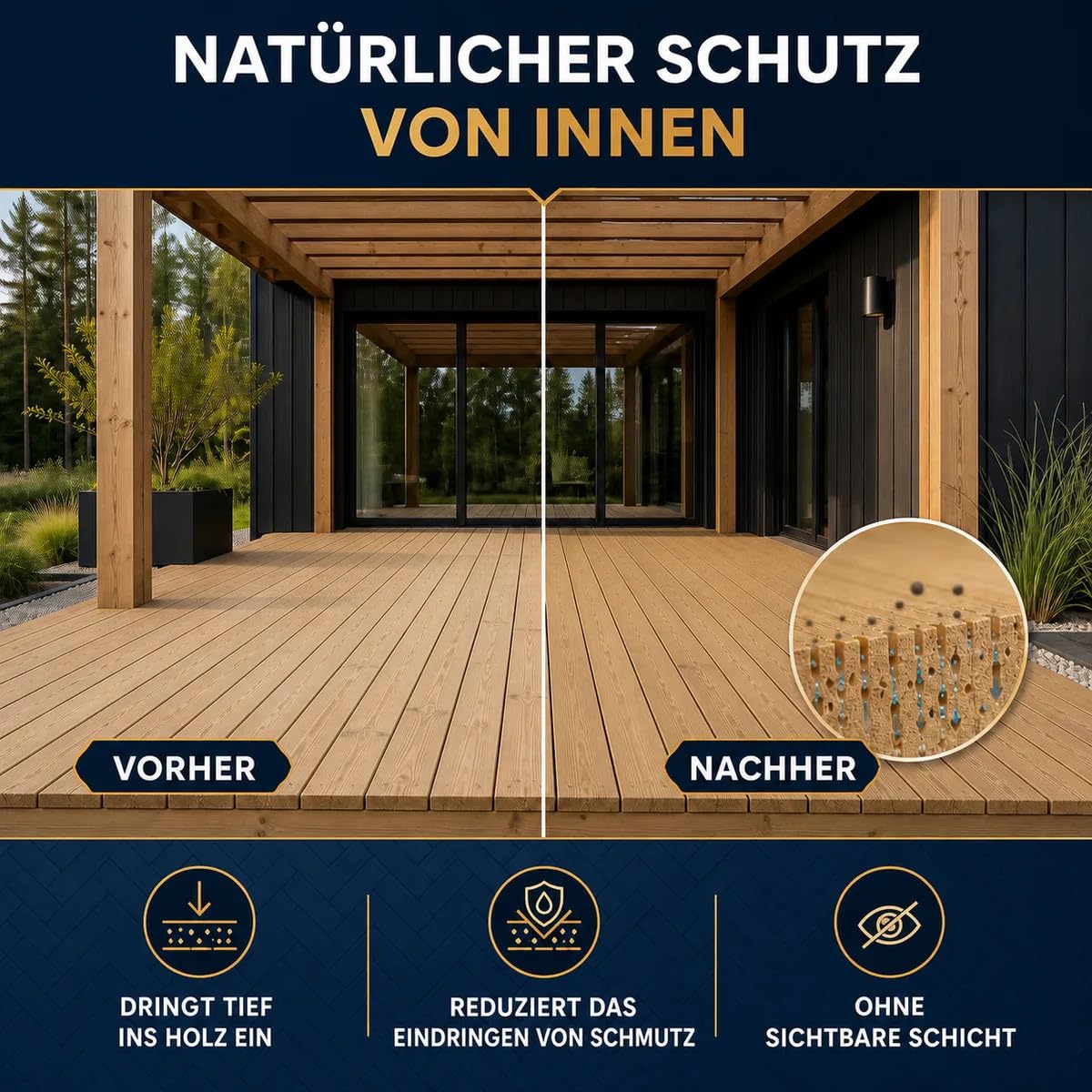 ESANDOL Holzschutz Wachsbeschichtung Holzkonstruktionen 20 L – bis zu 800 m², wasserabweisend, UV-Schutz, erhält die Holzoptik