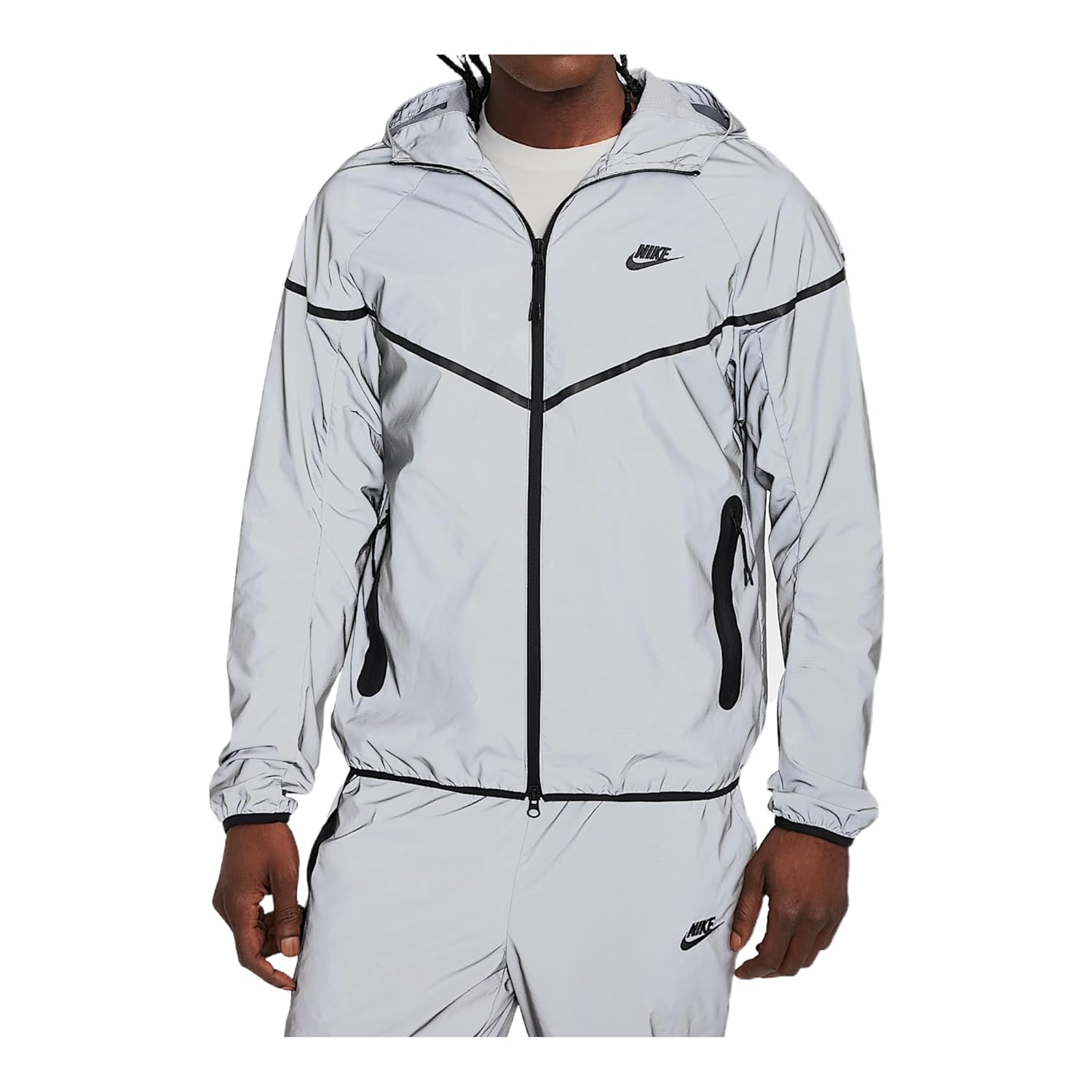Nike Tech Mens Woven Reflective Jacket Reflect Silver Black