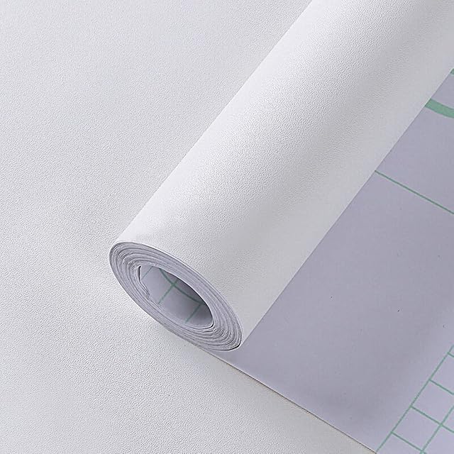 60cm×5m,Large Self Adhesive Wallpaper Sticky Back Vinyl,Sticky Back Plastic Roll,Waterproof Extra Thickness Furniture Stickers Contact Paper Self Adhesive Vinyl Wrap for Furniture Wall Door(White)