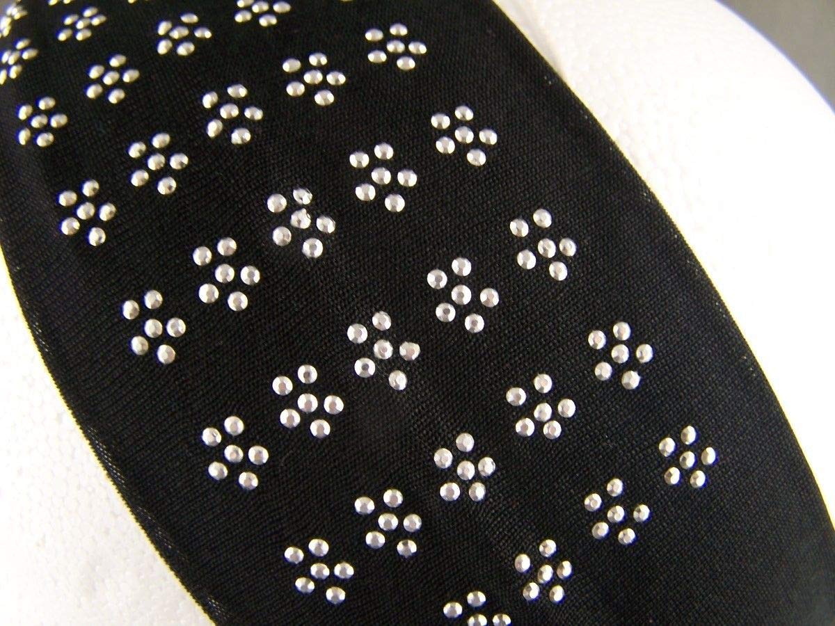 Black Silver Headband Flower Stud 3" Wide Soft Stretch Elastic Hair Band Sport Headbands for Women