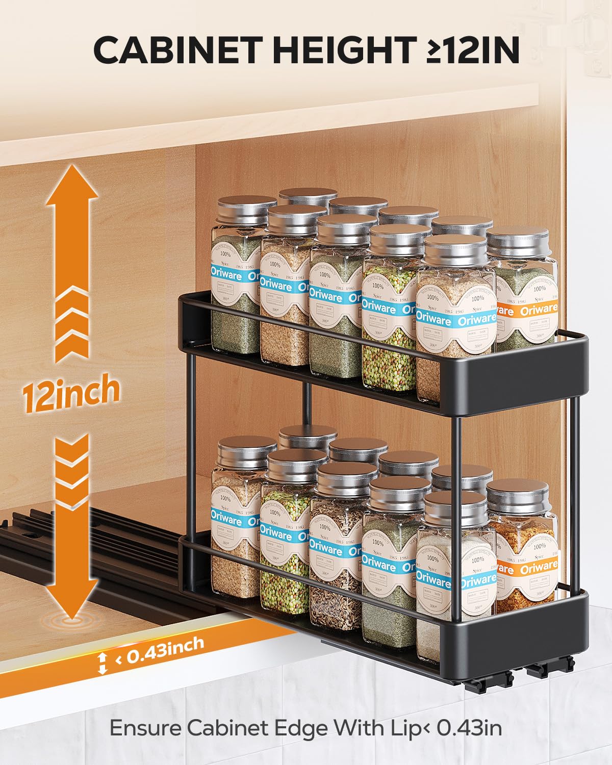 Organizer Portaspezie Estraibile 2 Ripiani - 26,5x20,7x20,8 Cm - Per Cucina Ordinata - Foto 5