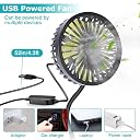 RIGGEAR Car Fan, USB Powered Car Cooling Fan for Front Dashboard/Headrest/Baby Stroller, Powerful 3 Speed, Quiet Motor with 360° Adjustable Flexible Rod, Best USB Table Top Fan for Home, Office gallery image