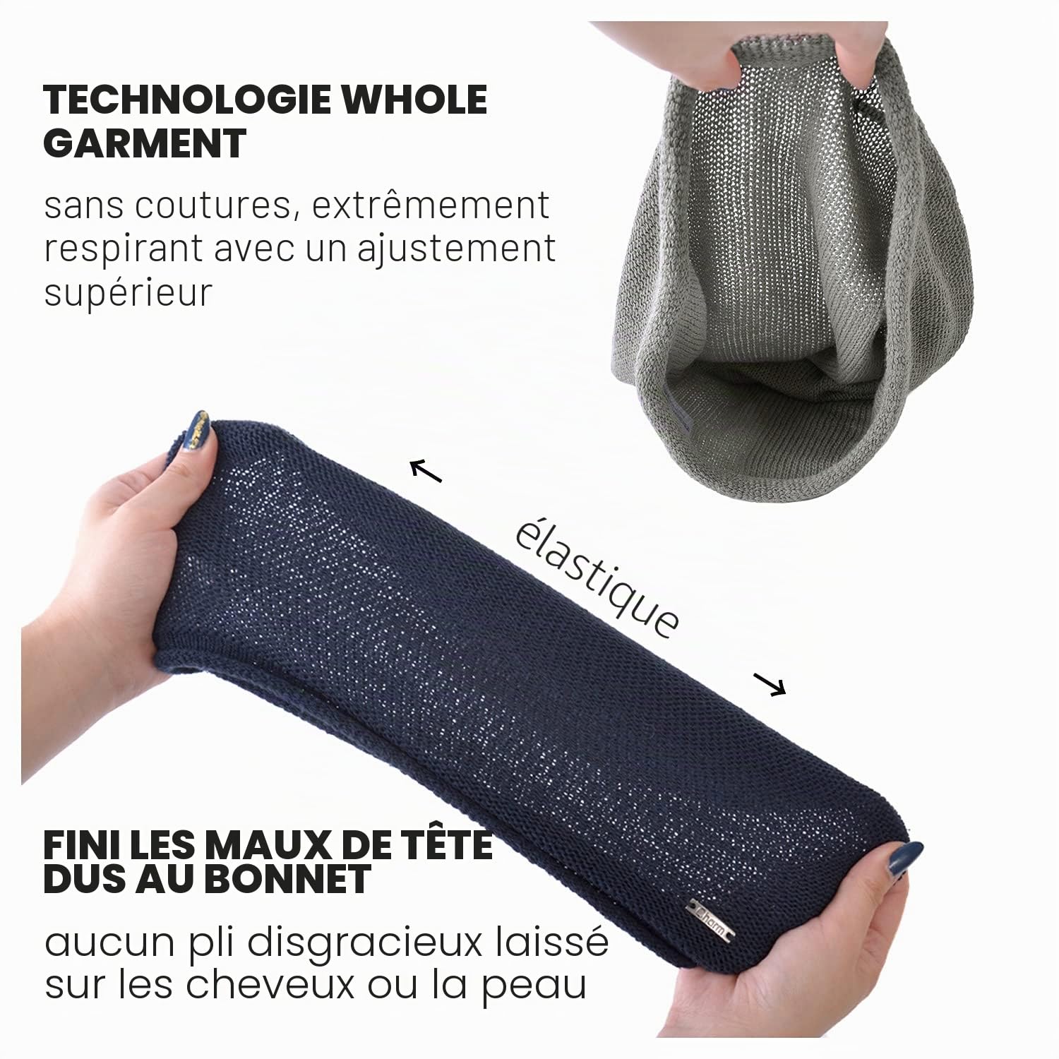 CHARM Bonnet en Soie 100% Naturel, Bonnet De Nuit Homme | Chapeau Femme Pour Chimio, Peau Sensible, Cheveux Bouclés, Grand Beanie Tombant, Tricoté, Slouch