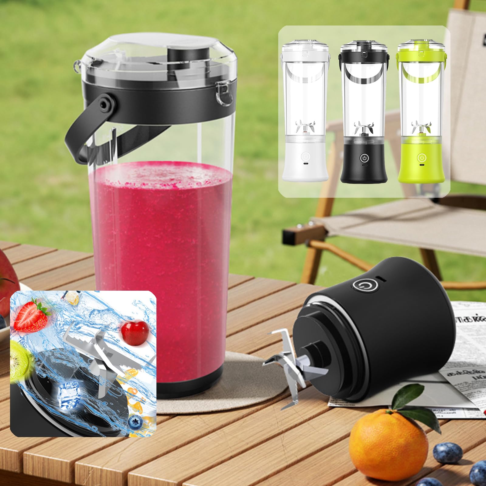 Exprimidor eléctrico de limpieza rápida con mango ergonómico, máquina de procesamiento de frutas eficiente, textura para licuadoras silenciosas de viaje