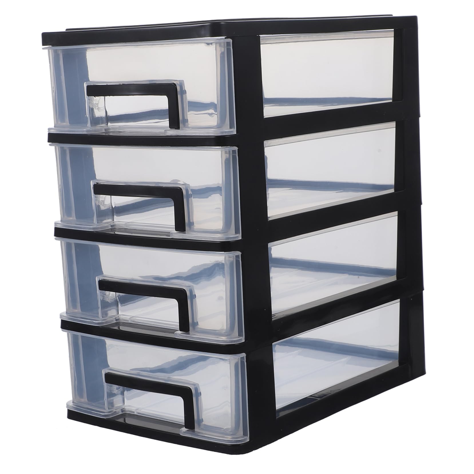 Gabinete de Almacenamiento 4 Cajones de Plástico Transparente, Diseño Multicapa para Organización en Estudio y Sala, Compacto y Funcional