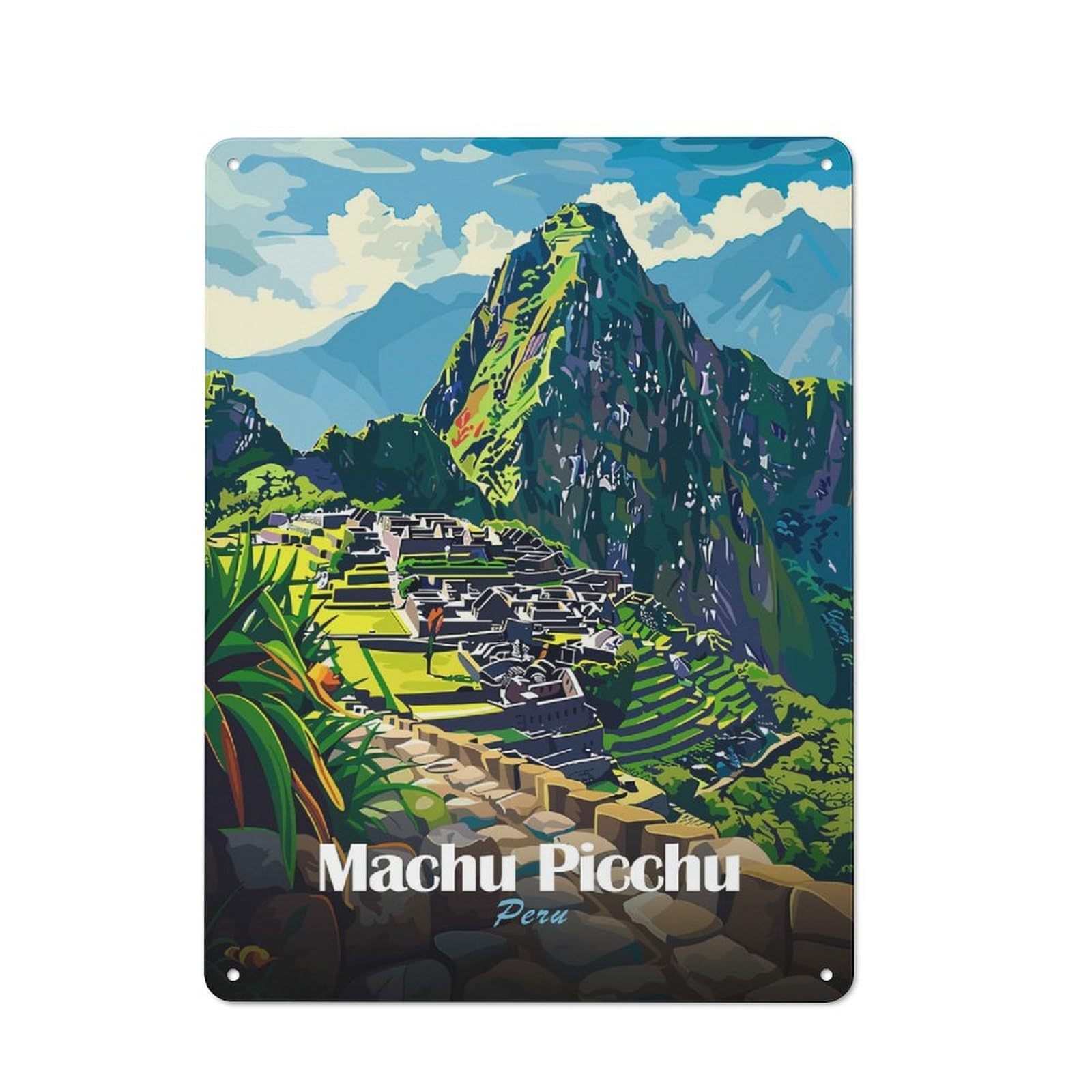 Junmoney Machu Picchu, Peru Travel Retro Metal Sign 40X30cm For Lounge Or Reading Corner, For An Autumn Wall Display In Lounge And Reading Corner