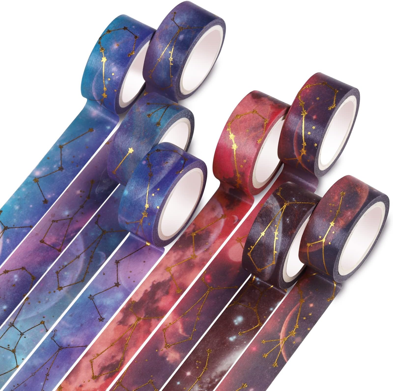 molshine Set of 8 (16.4FT/Roll) Halloween Galaxy Washi Masking Tape,Sticky Paper Tape for Journaling Diary Decoration,DIY,Gift Wrapping,Scrapbook,Arts Crafts,Office School Supplies
