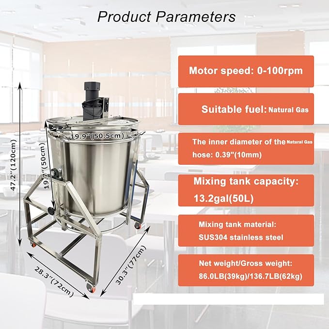 Mezclador de Ollas Eléctrico Banfluxion 98L 500W Acero Inoxidable 110V miniatura 2