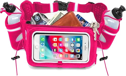 Cinturón de hidratación número 1 votado cinturón de combustible para correr de los ganadores, incluye accesorios 2 botellas de agua sin BPA, se