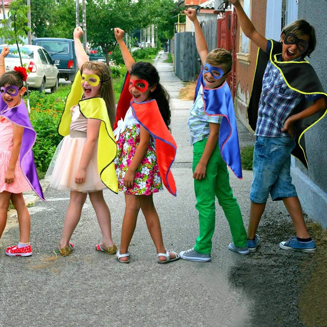 D.Q.Z Superhero Capes and Masks for Kids 16 Set, Boys Super Hero Party Favor Costume, 3 years old Girls Gifts Birthday Toys (Blue)