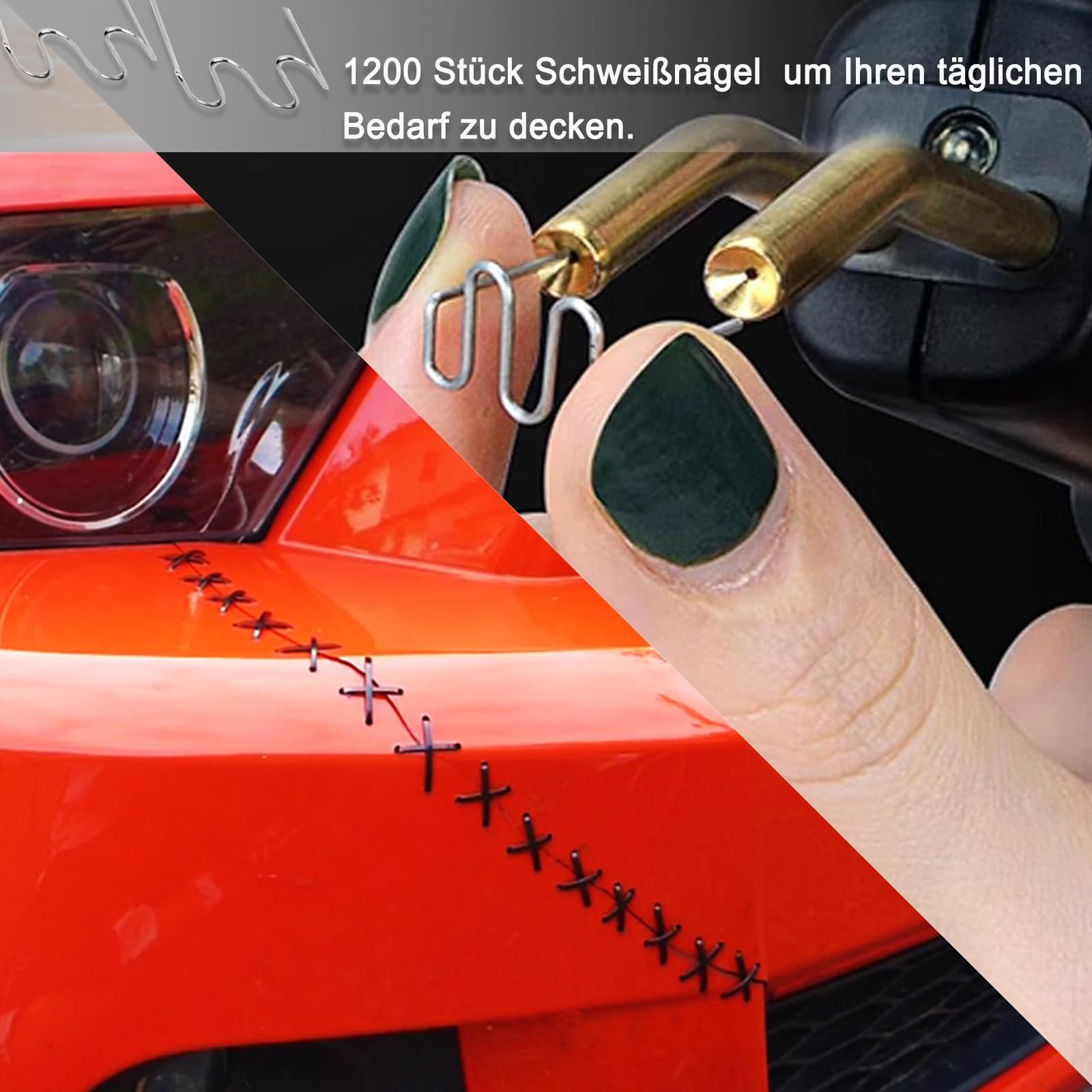 Punti Metallici per Saldatrice di Plastica,Punti Caldi in Acciaio Inox,1200 Pezzi Graffette Per Saldatura In Acciaio,0,6-0,8mm Pretagliato Graffette Per La Piparazione Di Plastiche Paraurti Auto