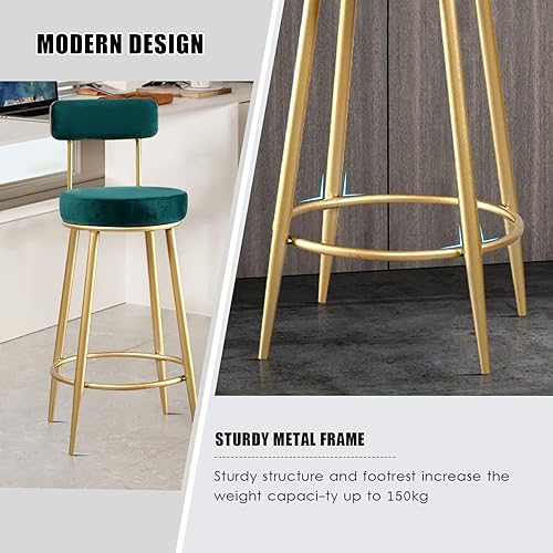 Miniatura 5 de Guyifuny Taburete de bar de cocina juego de 2 silla de mostrador moderna de terciopelo de 256 pulgadas con respaldo para isla de cocina comedor