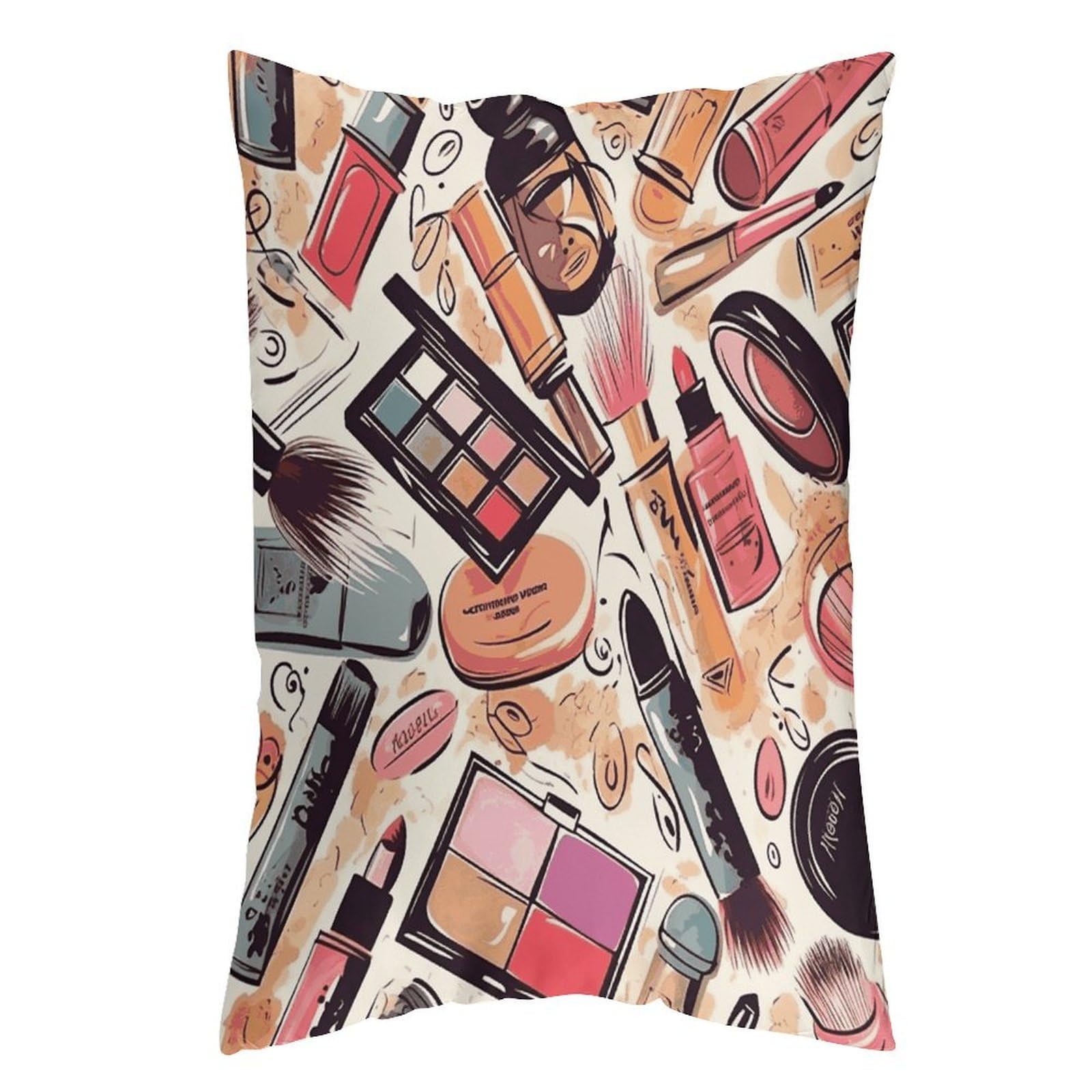 FekiLoot Cosmetic and Makeup Theme Pattern Throw Pillow Cover Soft Pillowcase with Hidden Zipper Lumbar Decorative Throw Pillow Covers Luxury Cozy Pillows Shams Rectangle Cushion Cases