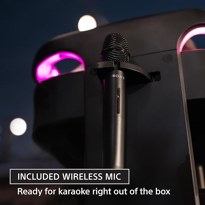 Sony ULT Tower 10 Bluetooth Karaoke Party Speaker with Powerful Bass, 360° Sound and Party Lights, Included Wireless Microphone – New