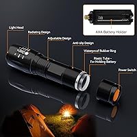 Vista 4 de CREE XML T6 3000 lúmenes táctico linterna LED, 5 modos, impermeable