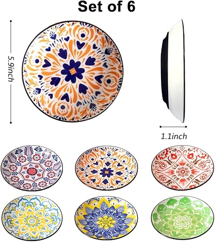 Miniatura 4 de Juego de 6 cuencos antideslizantes para gatos, de cerámica anchos para mascotas, para aliviar la fatiga de los bigotes, paquete de 6 platos