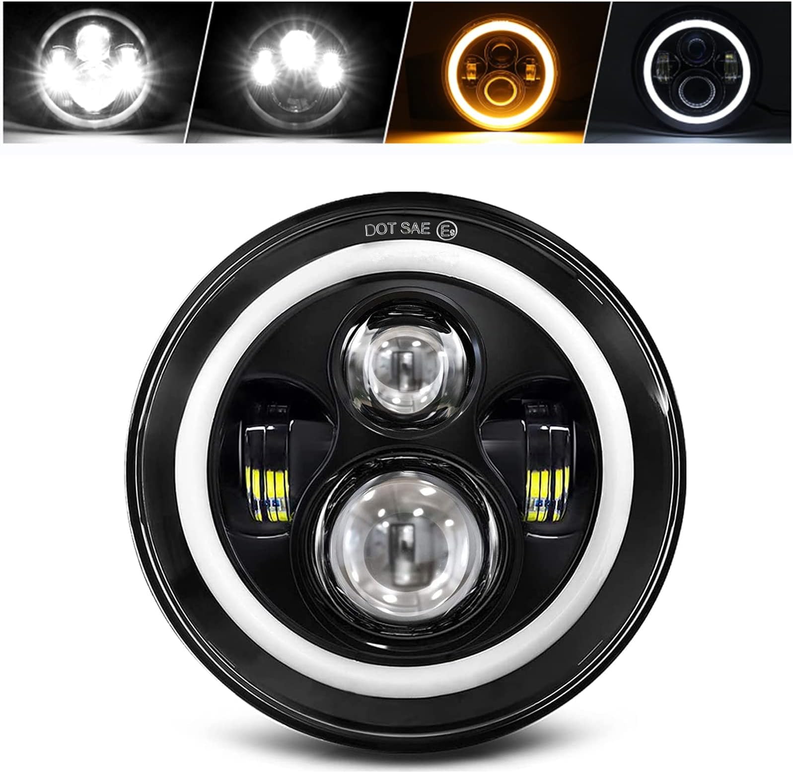 NALACAL 7 Inch Motorcycle LED Headlight Compatible with Davidson Electra Glide Street Glide Fat Boy Road King Heritage Softail Switchback Headlamp