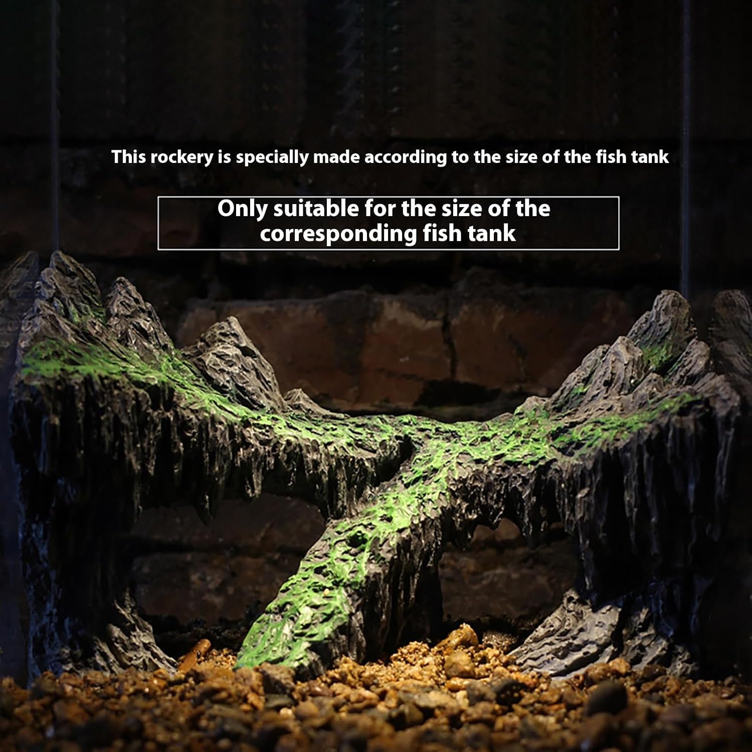 Artificial Mountain Hill View Stone with Cave Simulation Mountain Water Grass Decorative Ornaments for Fish Hideaway,A02