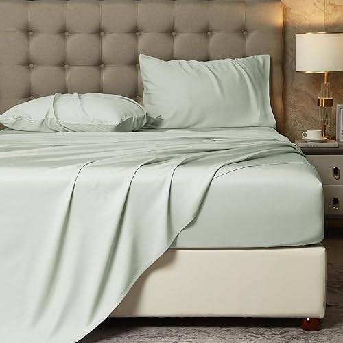 Miniatura 8 de HYPREST Sábanas tamaño Queen de bolsillo profundo, rayón derivado del bambú, sábanas grises para colchones de 18 a 24 pulgadas de grosor, sábanas