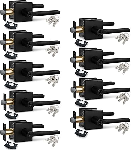 Miniatura 7 de NEWBANG HD1601-DB-BK-6P - Paquete de 6 manijas para puerta de baño y baño para privacidad, manija de cerradura de puerta interior y baño en negro