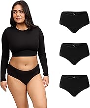 Nushu Basic Hipster Period Panty for Women for Heavy Flow, Reusable & Leak Proof Underwear, Gynecologist Approved & Chemical Free, Absorbs Up to 4 Pads, 8 to 12 Hours Protection, Pack of 3