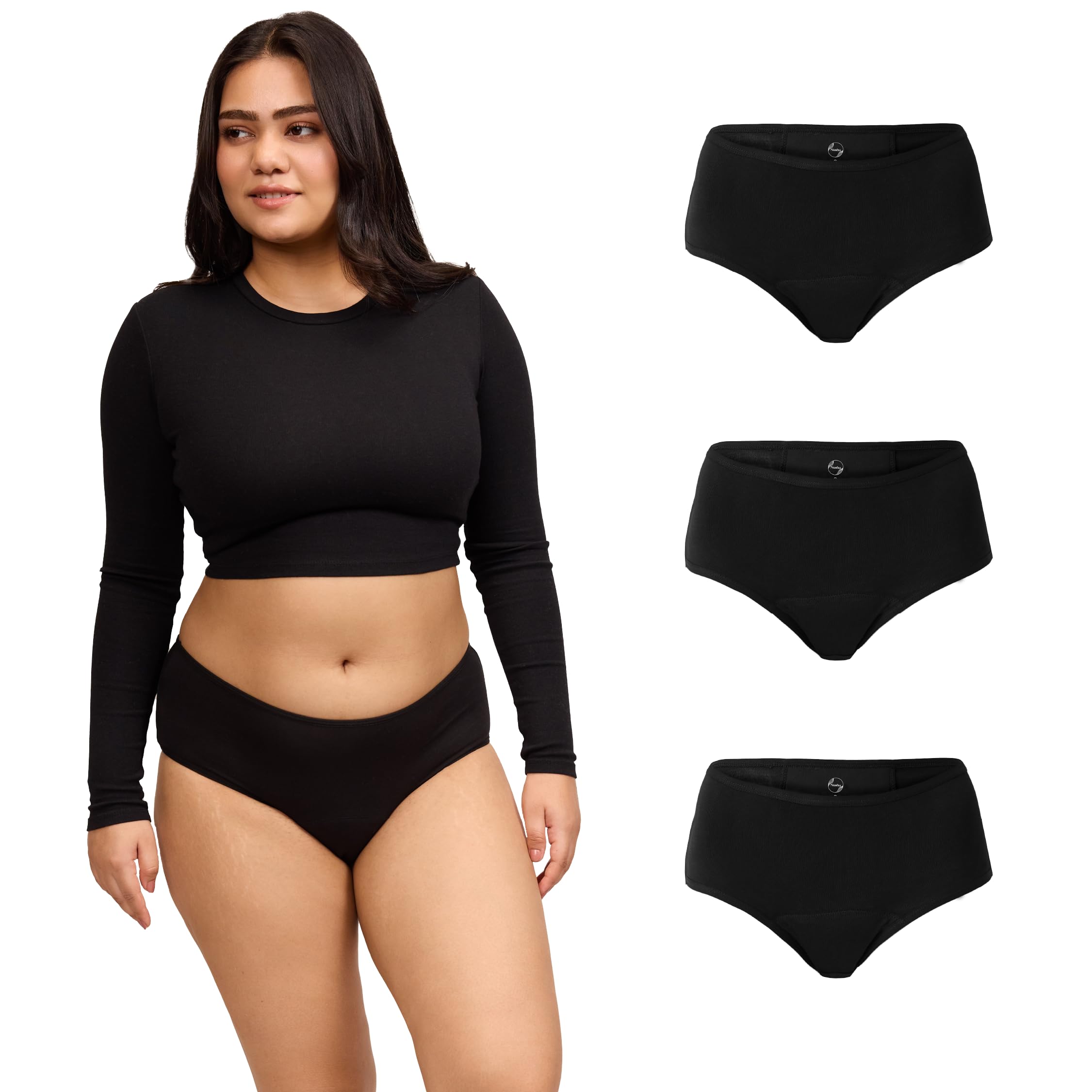 nushu Basic Hipster Period Panty for Women for Heavy Flow, Reusable & Leak Proof Underwear, Gynecologist Approved & Chemical Free, Absorbs Up to 4 Pads, 8 to 12 Hours Protection, Pack of 3-picture-40