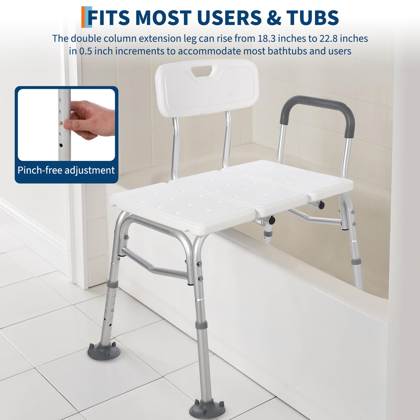 Dual Step Stool with 2 Handles, Height Adjustable Bed Steps, Non-Slip Platform & Rubber Feet - Image 8